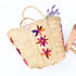 Large Bohemian Violet Stars - Embroidered Straw Basket Market Tote